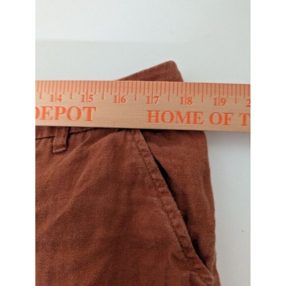 Garnet Hill Classic Linen Trousers Womens Petite Size 12 Brown Rust Pants - Picture 12 of 15